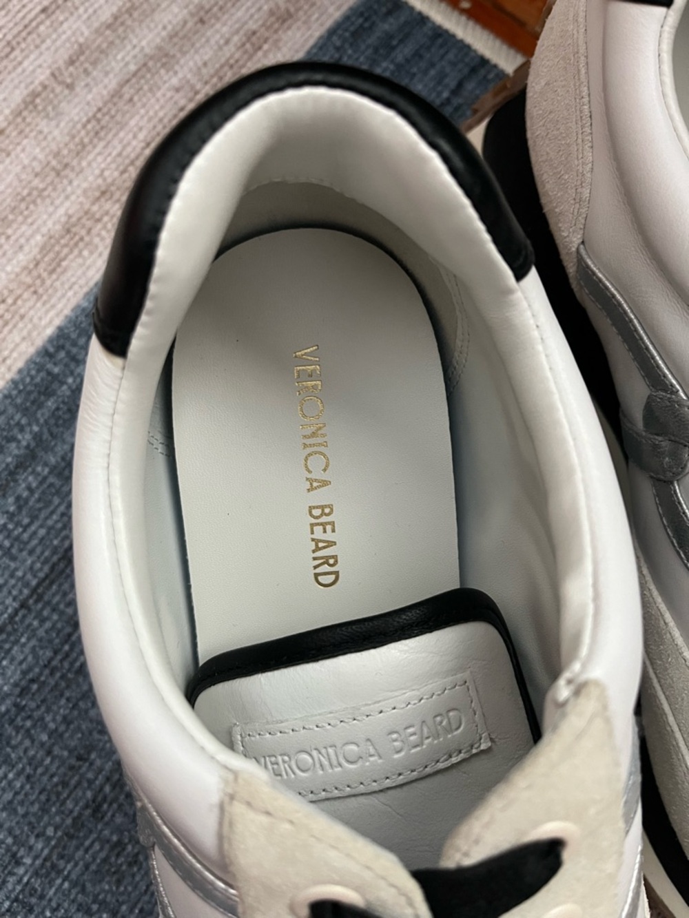 Veronica Beard Darin Sneakers Size 9 White Leather Suede - Picture 6 of 11